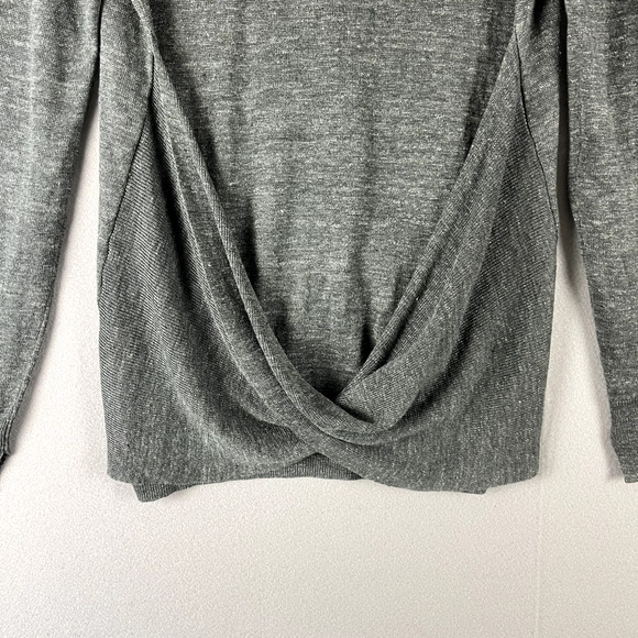 Brochu Walker Linen Cardigan Women Medium Gray Twist Back Minimal Quiet Luxury - Picture 11 of 15